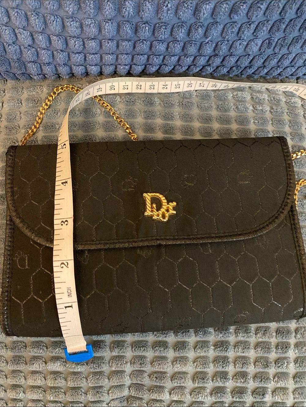 Dior Black Quilted Envelope Crossbody with Gold 'CD' Logo and Chain - Picture 11 of 11